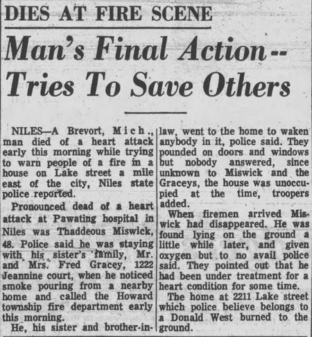 Miswicks Modern Motel - Thaddeus Miswick Obit Aug 4 1966